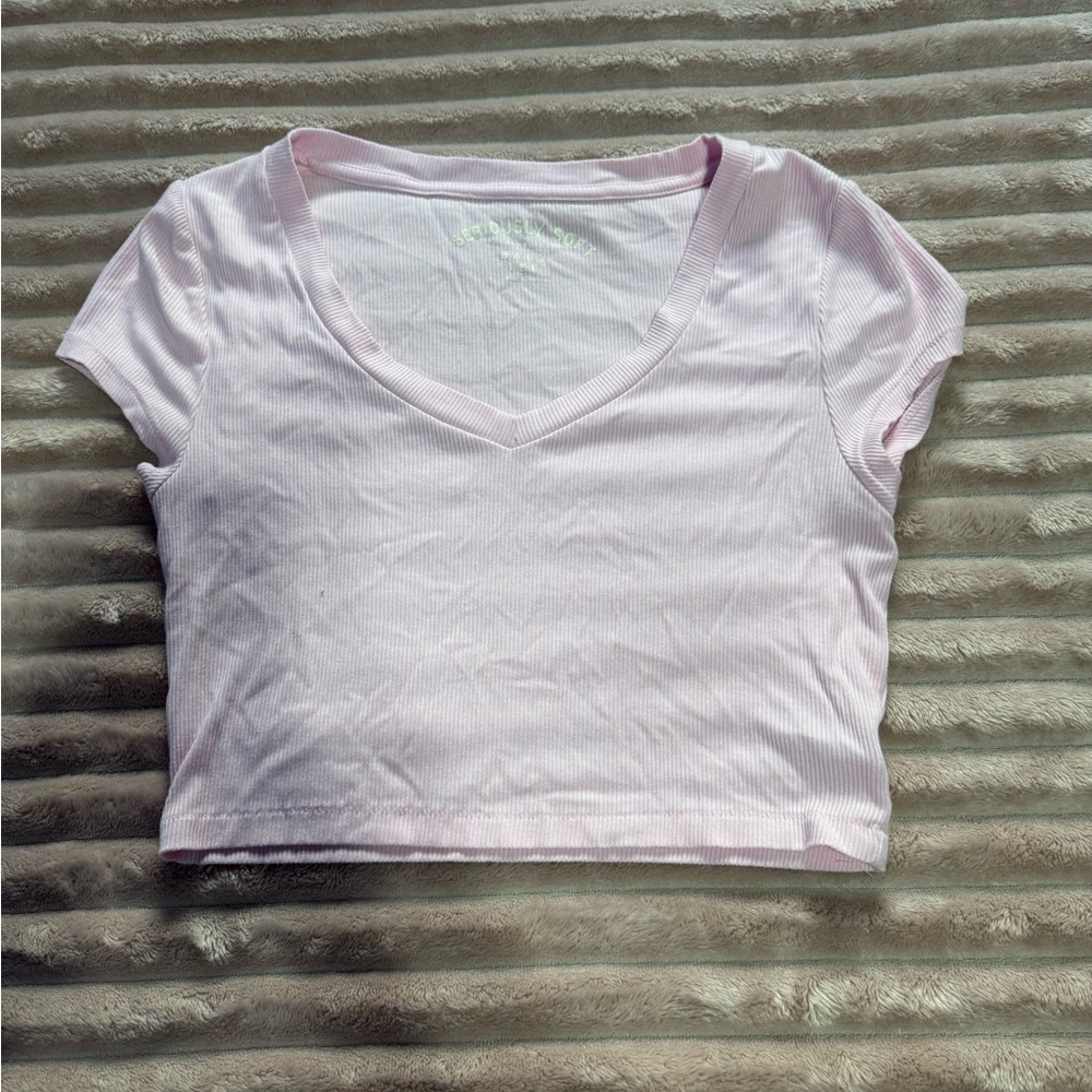 Aeropostale Soft Pink V-Neck Crop Top